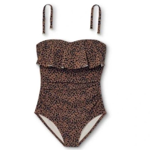 KONA SOL Flounce Bandeau High Coverage One Piece Swimsuit 🐆 NEW!! - Picture 5 of 12